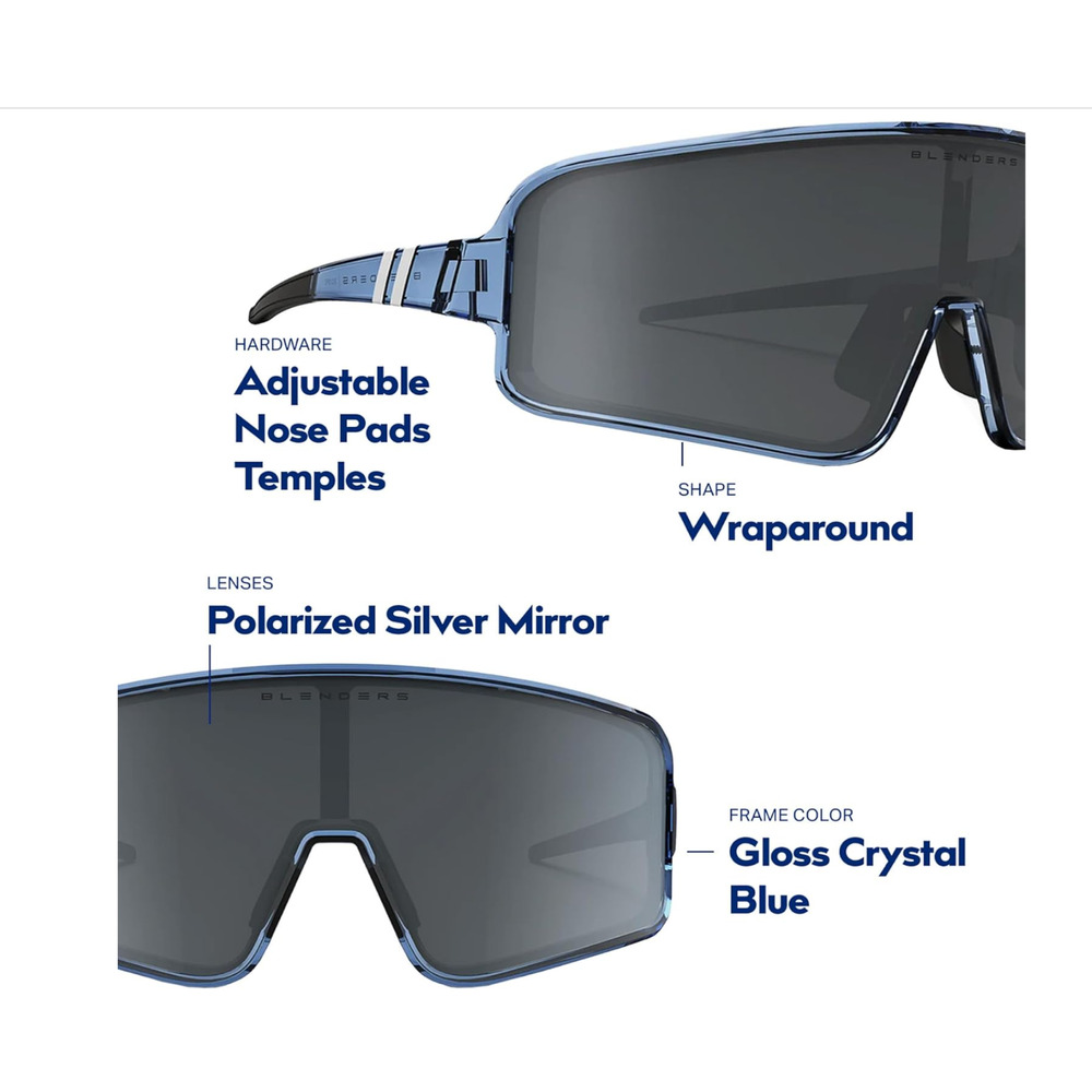 Blenders Polarized Sunglasses –Wrap-Around Lens – 100% UV Protection Blue - Picture 8 of 11